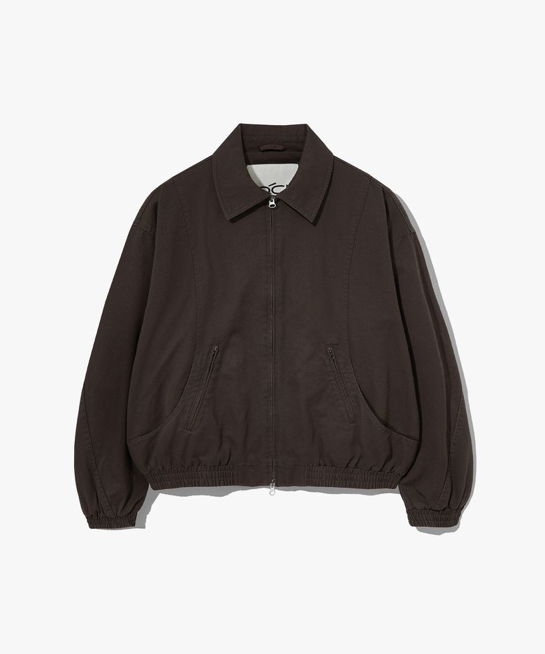 코튼 커브드 워시드 블루종 자켓 브라운 COOSJK042BROWN