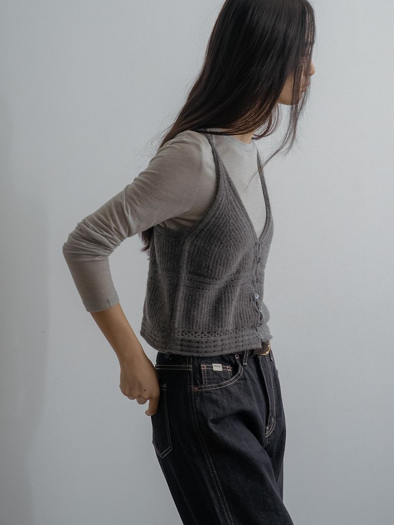 Button point knit bustier [FRFA02NT01]_2color