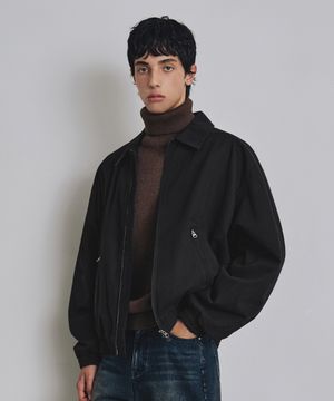 코튼 커브드 워시드 블루종 자켓 블랙 COOSJK042BLACK