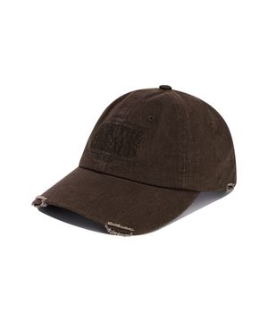 CLASSIC LOGO DAMAGED OVERFIT CAP brown