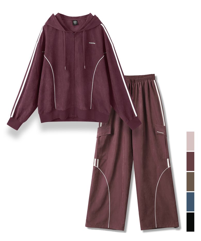 [SET] Bliss Hood Zip-up + Unisex Bliss Suede Wide Pants