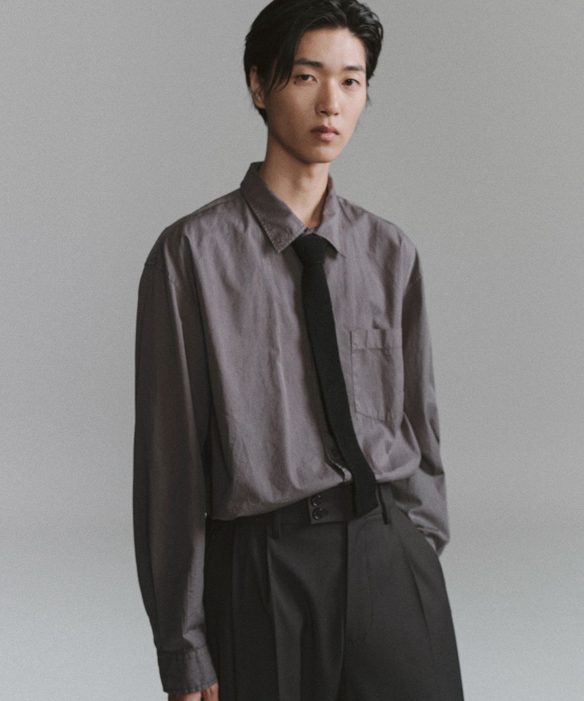 어나더 오피스(ANOTHER OFFICE) [AW] Ordinary Garment Shirt (Charcoal Brown)