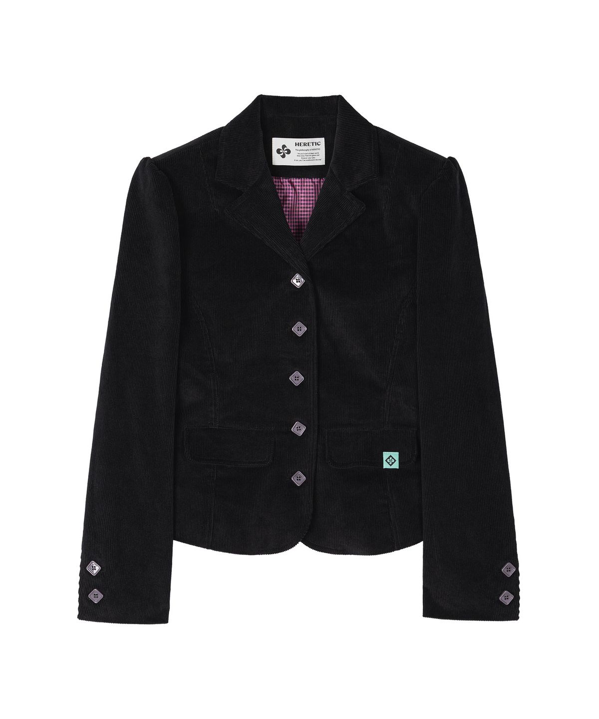 헤레틱(HERETIC) BUTTON BACK CURVE CORDUROY JACKET / black
