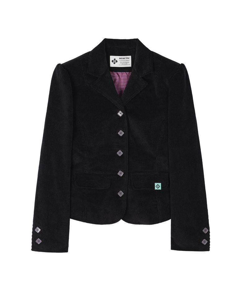 BUTTON BACK CURVE CORDUROY JACKET / black