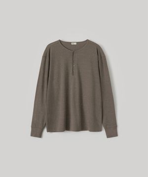 Waffle Henley Pullover (Mild brown)