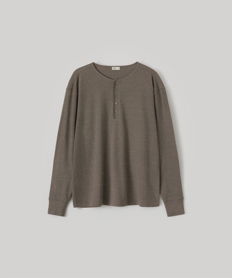 Waffle Henley Pullover (Mild brown)