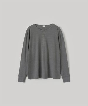 Waffle Henley Pullover (Frost gray)