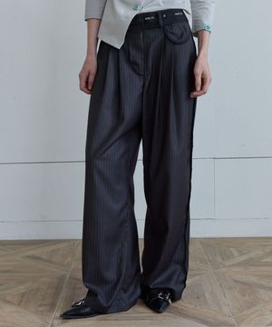 INSIDE-OUT STRIPE PANTS / charcoal