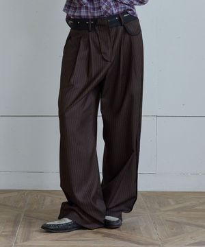 INSIDE-OUT STRIPE PANTS / brown