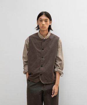 Bonjour Round Neck Vest (Brown)