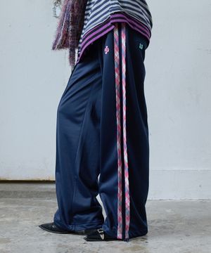 CHECK TRACK PANTS / navy