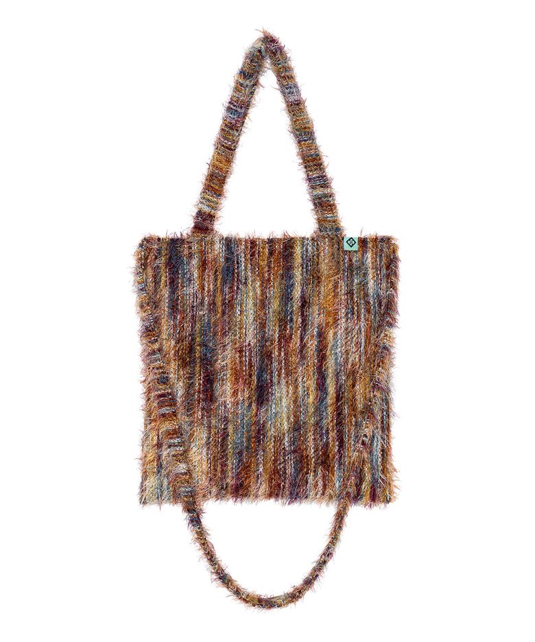 KNIT STRIPE TOTE BAG / orange