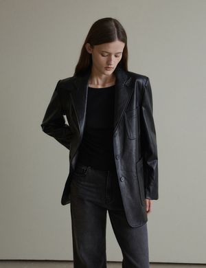 Leather Single Jacket (Black)
