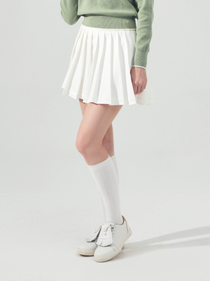 라인 플리츠 스커트 WHITE