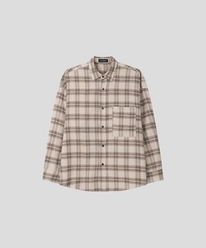 고밀도 시티보이 레귤러 오버핏 셔츠 [오트 베이지 체크]