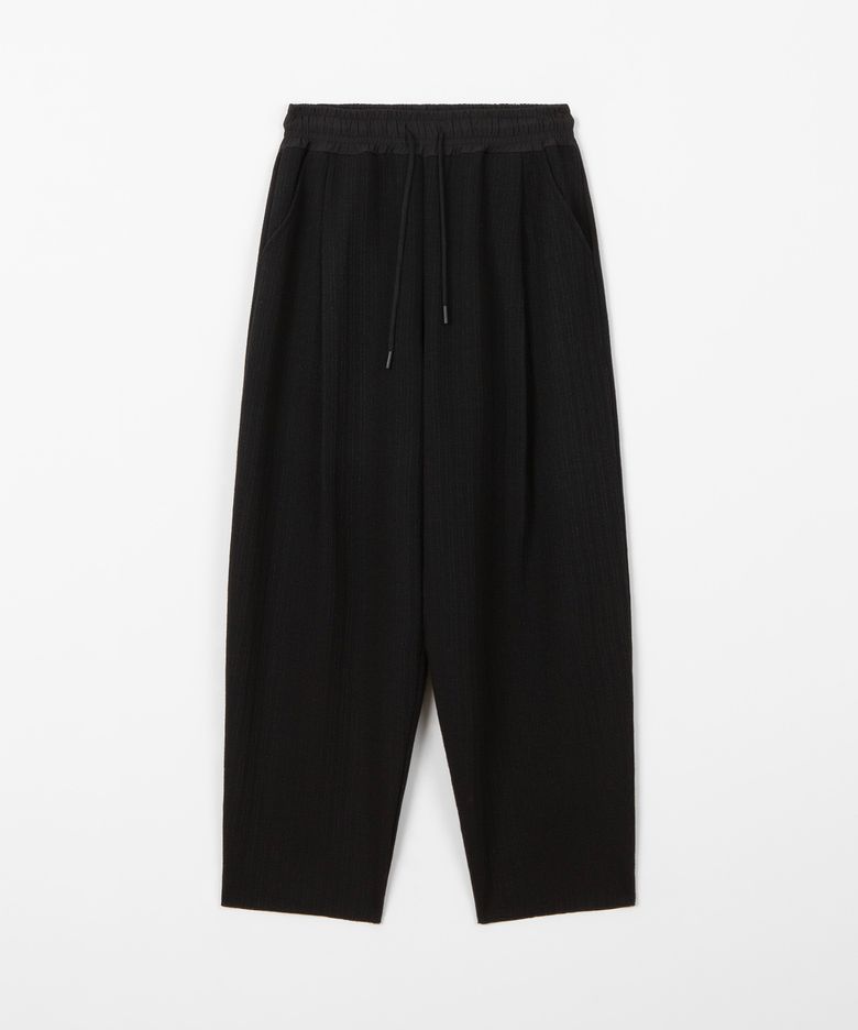 Knit tuck wide pants / BLACK