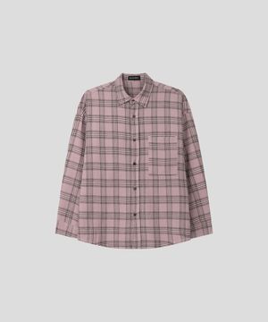 고밀도 시티보이 레귤러 오버핏 셔츠 [더스트 핑크 체크]