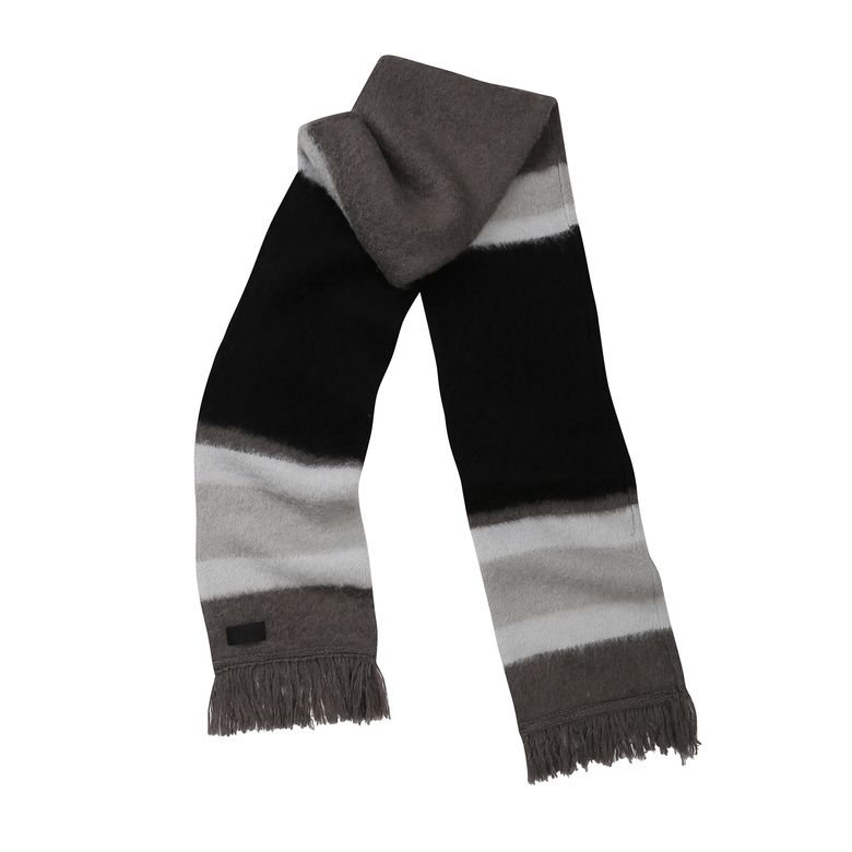 EEERRR Stripe brushed wool knit muffler (Black)