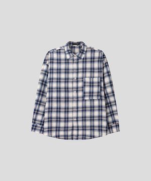 고밀도 시티보이 레귤러 오버핏 셔츠 [딥 인디고 체크]