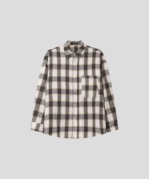 고밀도 시티보이 레귤러 오버핏 셔츠 [샌드 브라운 체크]