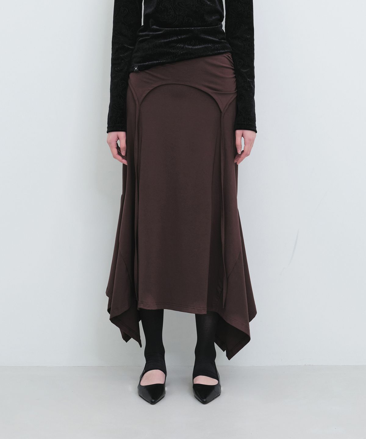 윤세(YUNSE) 레이어드 스커트 (브라운)