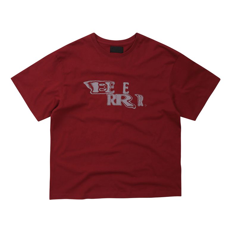 EEERRR Distorted logo over-crop fit T-shirt (Wine)
