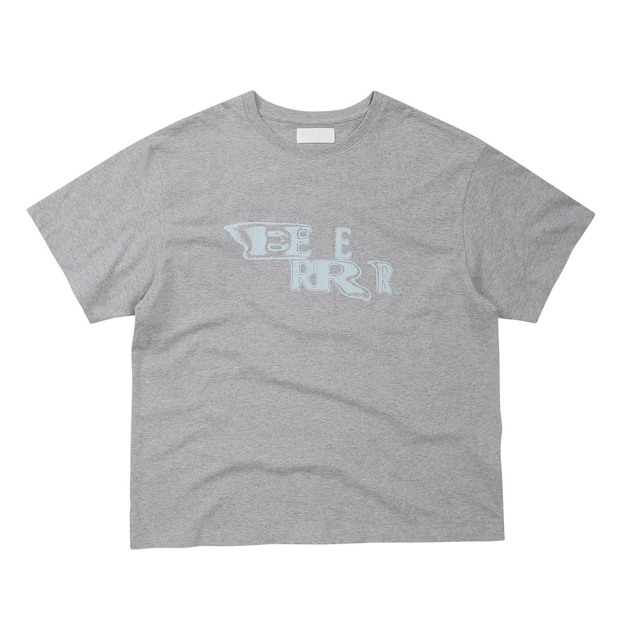 이이이알알알(EEERRR) EEERRR Distorted logo over-crop fit T-shirt (Melange)