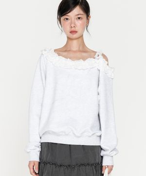 원숄더 프릴 맨투맨