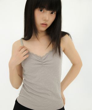 FLOWER EMBOSSED SLEEVELESS GREY