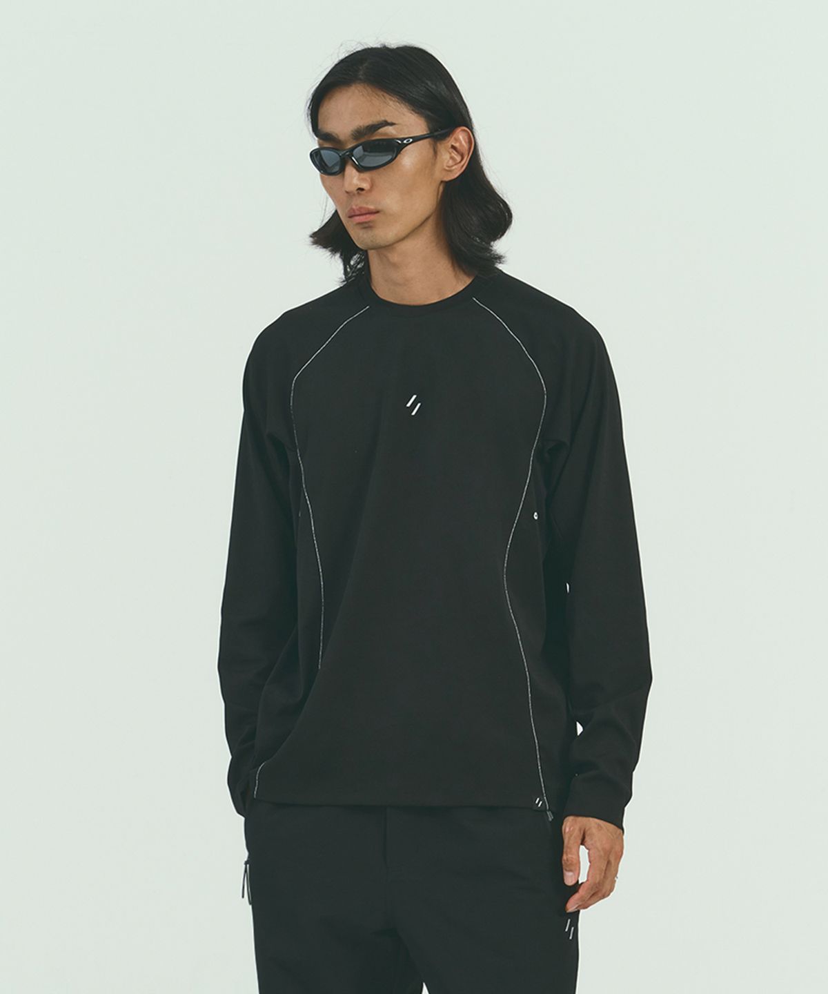 웰터 익스페리먼트(WELTER EXPERIMENT) FLEXICH LONG SLEEVES T-SHIRT_BLACK
