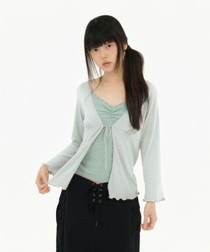 RIBBON GLITTER LACE CARDIGAN SKYBLUE