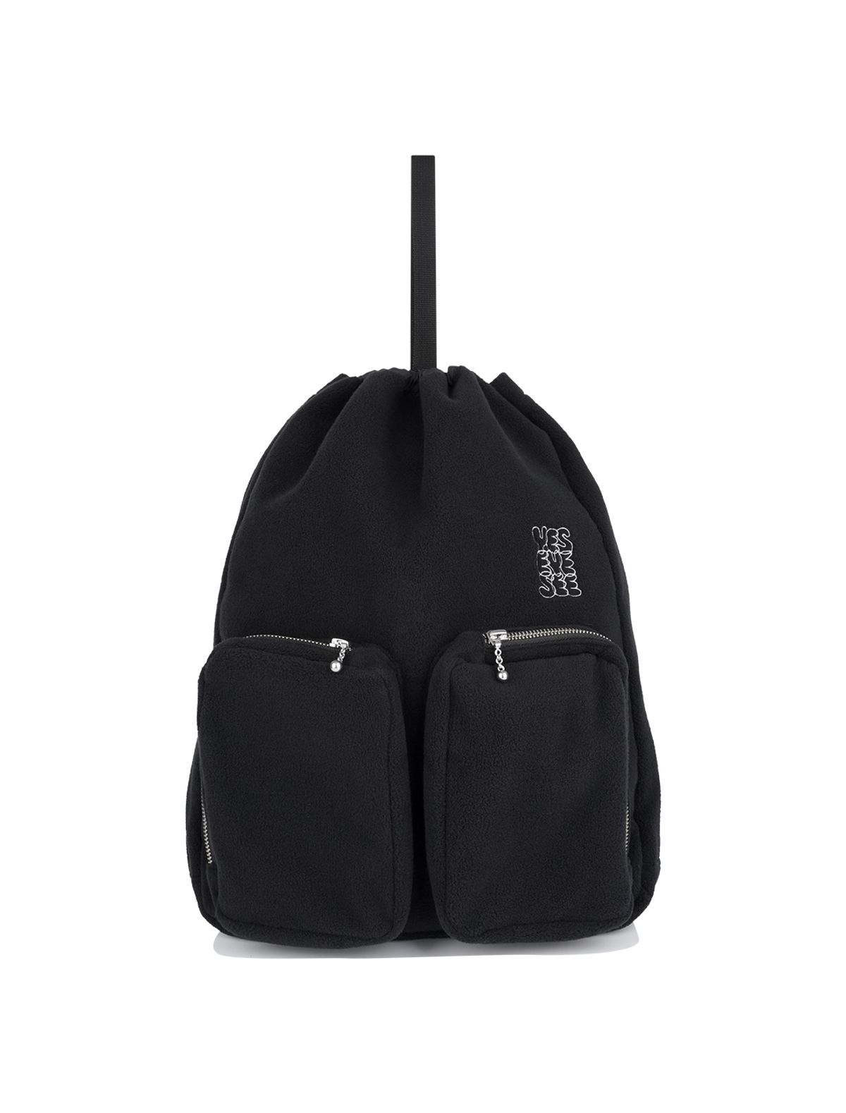 예스아이씨(YESEYESEE) Fleece Drawstring Sack Black