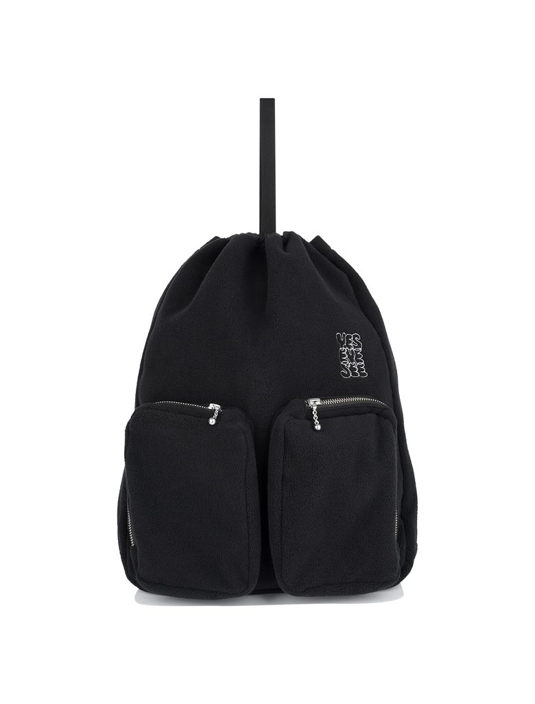 Fleece Drawstring Sack Black