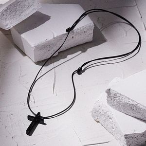 블랙모던크로스 팬던트 스트링목걸이 (C2503-AN911_BK)