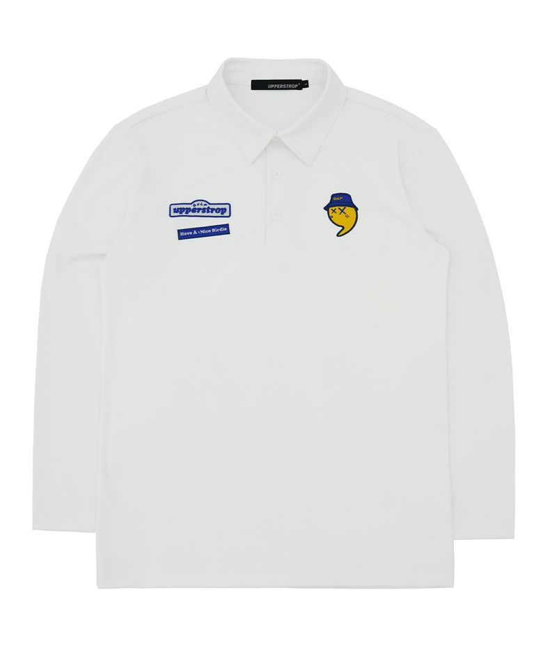 [UP9075] UPST GOLF 콤마 베이직 라운드 긴팔 티셔츠 화이트