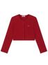 LOGO EMBROIDERY BLOOMING CROP CARDIGAN_RED