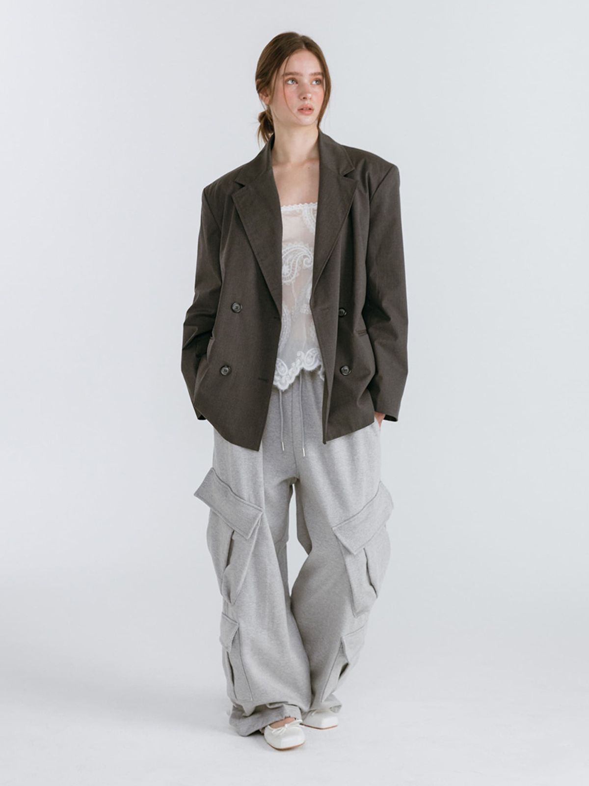 모이페어(MOIFAIRE) DOUBLE CARGO SWEATPANTS / GREY