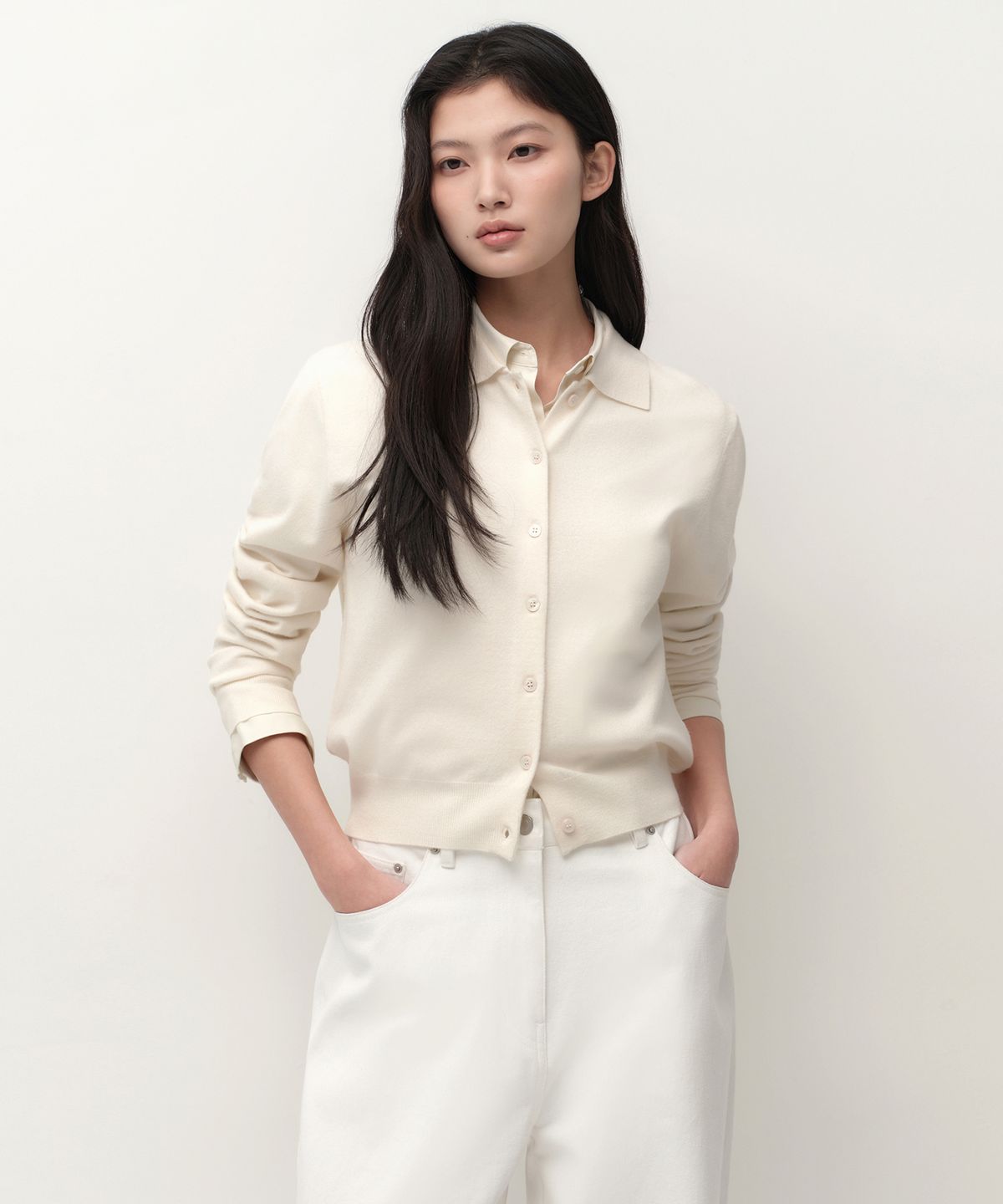 무신사 스탠다드 우먼(MUSINSA STANDARD WOMAN) 우먼즈 에센셜 칼라드 가디건 [크림]
