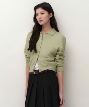 우먼즈 에센셜 칼라드 가디건 [페일 그린]