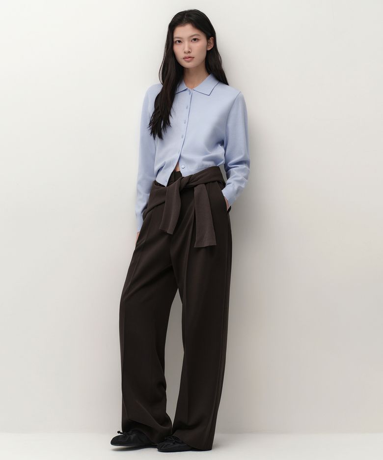 우먼즈 에센셜 칼라드 가디건 [스카이 블루]