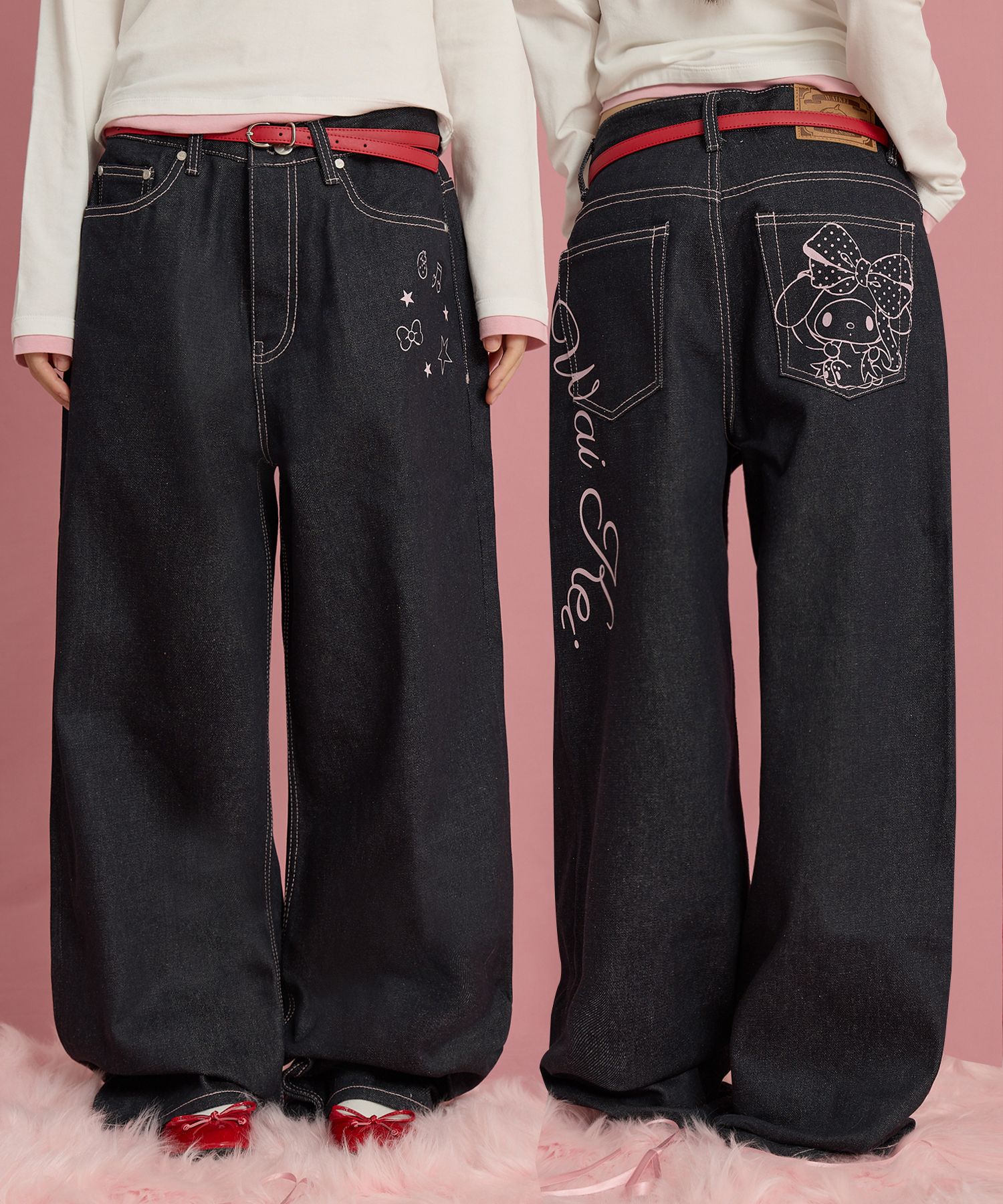 MUSINSA | WAI KEI My Melody Raw Denim Pants