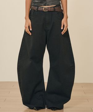 코튼 커브드 제이 팬츠 (블랙)