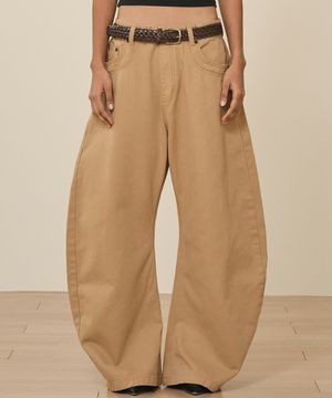 코튼 커브드 제이 팬츠 (베이지)