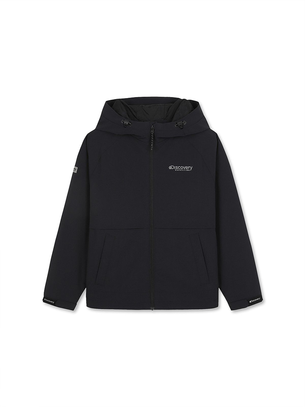 디스커버리 키즈(DISCOVERY KIDS) 키즈 우븐 배색 후드 자켓 (BLACK)
