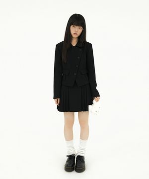 DIAGONAL TWO BUTTON PLEATS SK BLACK