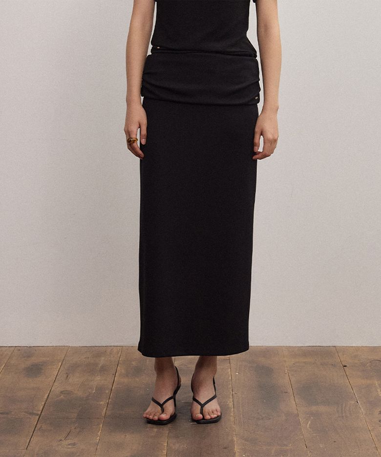 FOLDING LONG SKIRT (BLACK)