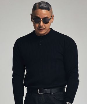 홀가먼트 헨리 머슬 니트 블랙