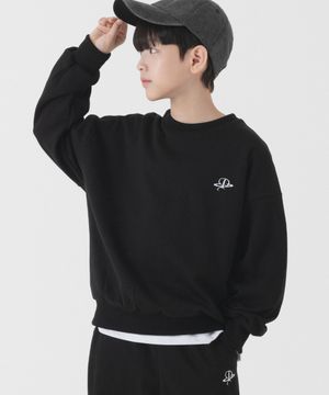 링 자수 오버핏 맨투맨 (블랙)