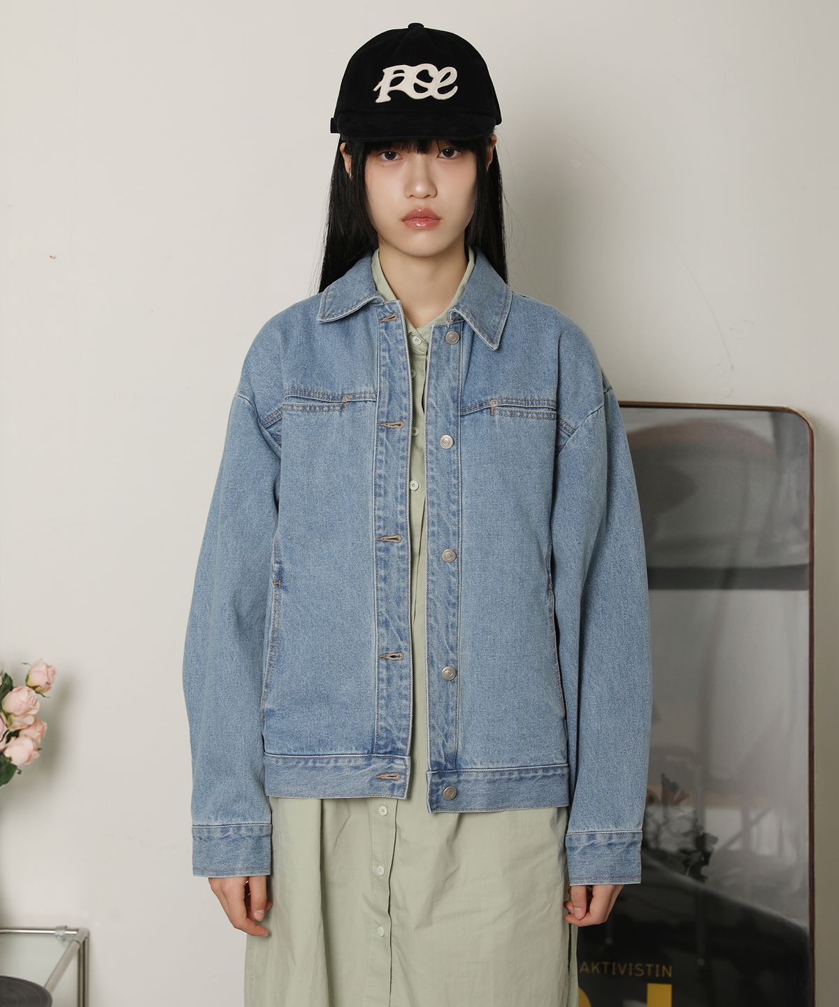 피스메이커(PIECE MAKER) DIVIDE MINIMAL DENIM TRUCKER JACKET (LIGHT INDIGO)