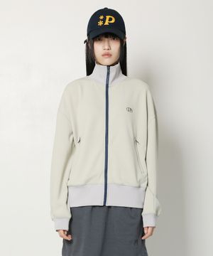 COLOR BLOCK TRACK ZIP UP JACKET (OLIVE)